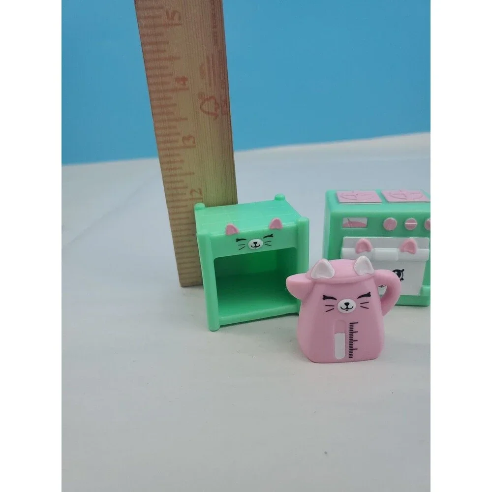 Shopkins Happy Places Kitty Kitchen Petkins Furniture Lot Mint Green Oven...